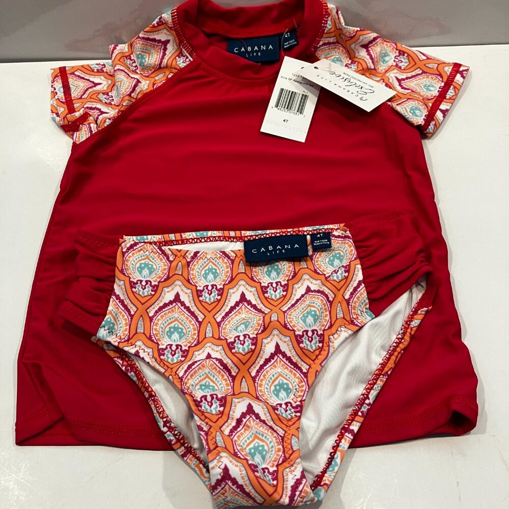 Cabana Life Kids Swim Size 4T Rash guard OF Rash guard Swimsuit New